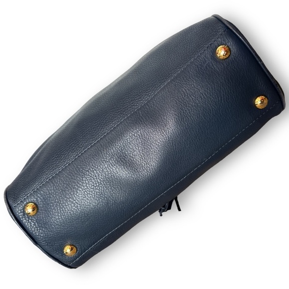 Michael Kors Navy Blue Handbag Gold Metal Hardware - Picture 7 of 15